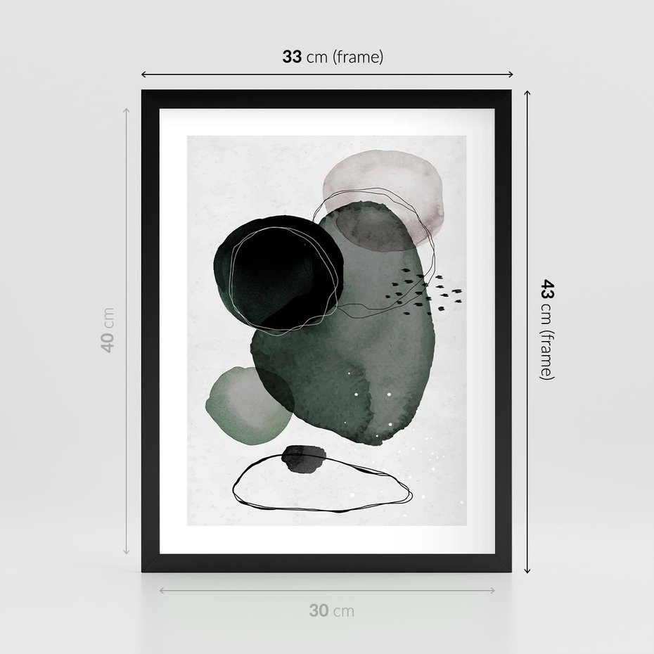 Plakat w ramie 30x40 - Abstrakcyjne Plamy w Akwareli - abstrakcyjne akwarelowe plamy - rama czarna