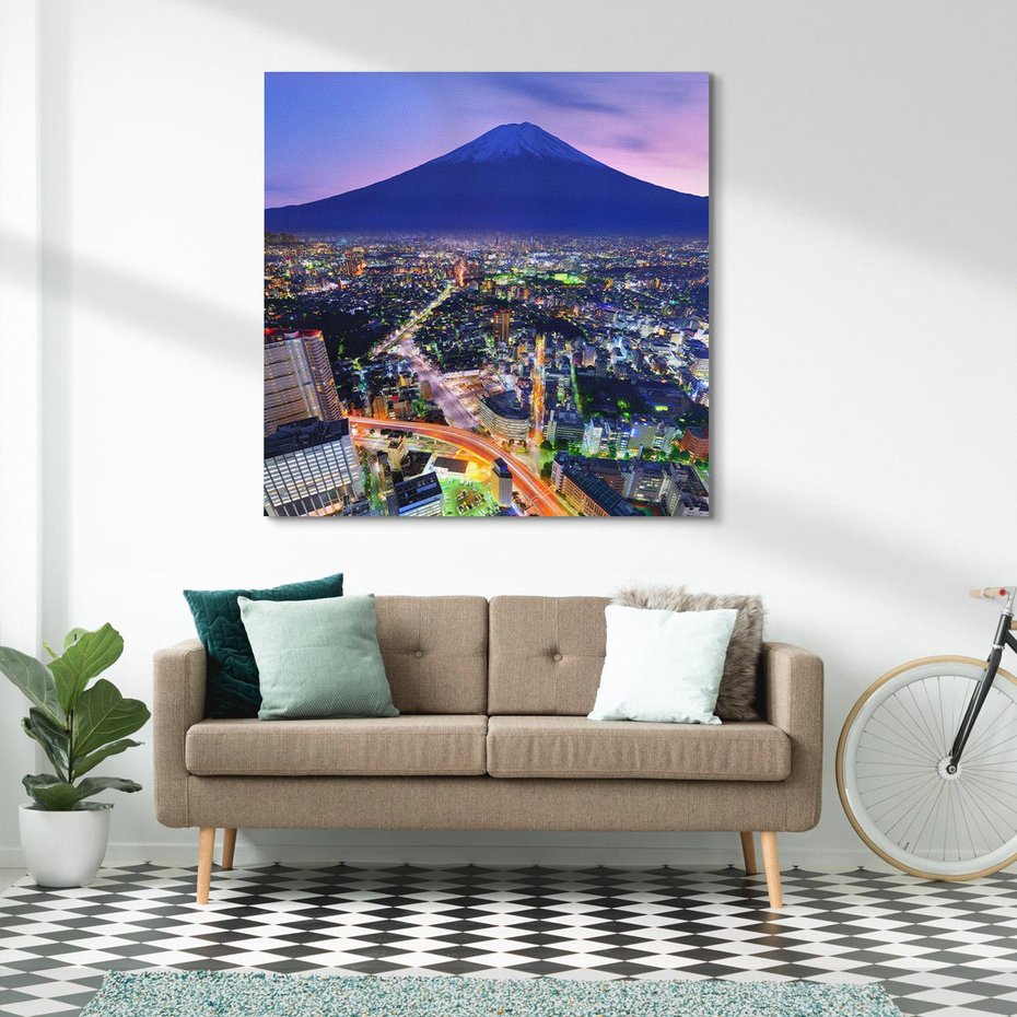 Obraz na płótnie 60x60 - Siła i spokój - wulkaniczne piękno Japonii - wulkan, japonia