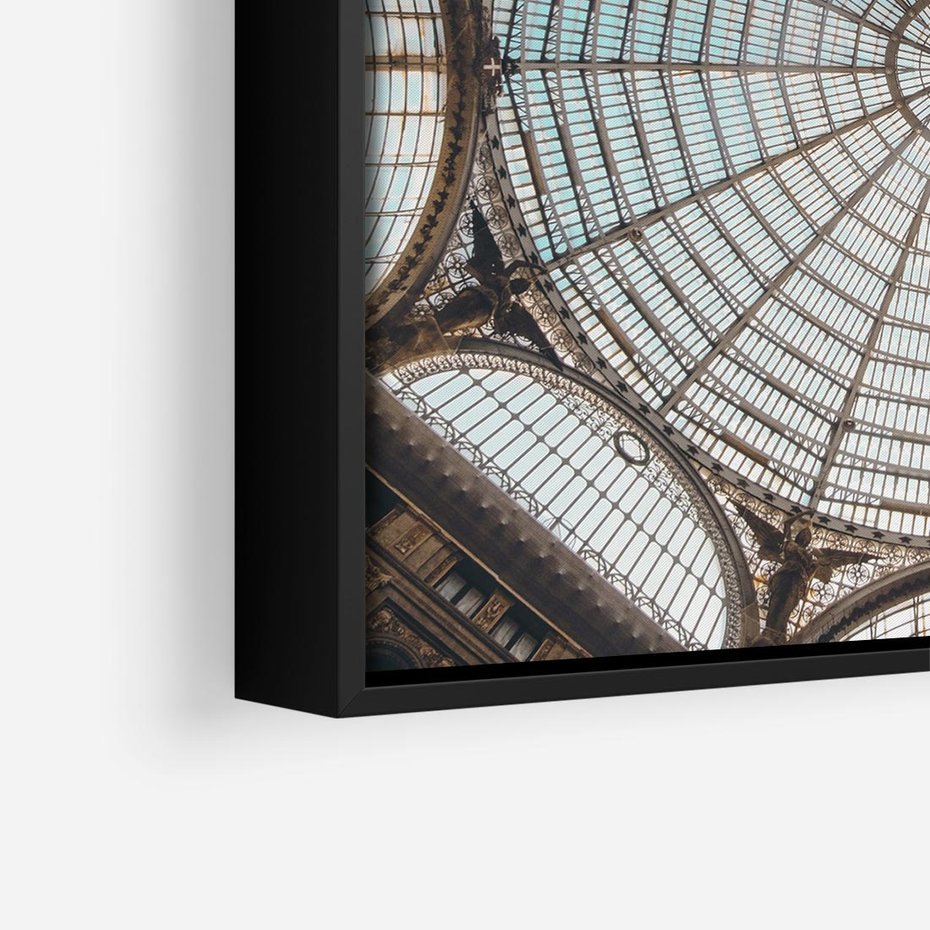 Obraz w ramie 50x50 - Magia Sklepienia - sklepienie, szklany dach - rama czarna