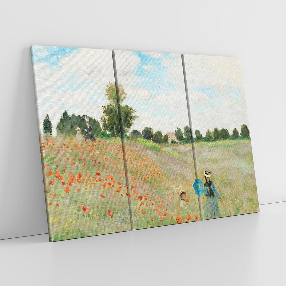 Obraz na płótnie 120x80 - Pole makowe w pobliżu Argenteuil 1873, Claude Monet - Reprodukcja - reprodukcja, obraz na płótnie