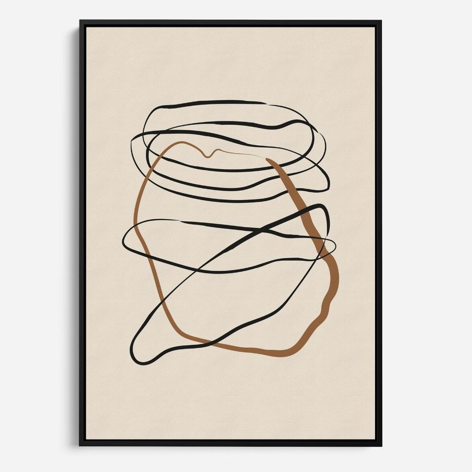 Obraz w ramie 70x100 - Bezczasowe Kontury - abstrakcyjne linie, zaplątane - rama czarna