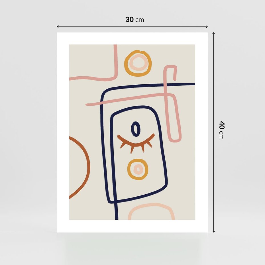 Plakat bez ramy 30x40 - Manifestacje Dziwności - abstrakcja w stylu picasso, beżowe tło