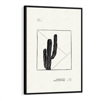 Obraz w ramie 70x100 - Zaklęta roślinna ekspresja - nowoczesna sztuka, minimalistyczny styl - rama czarna