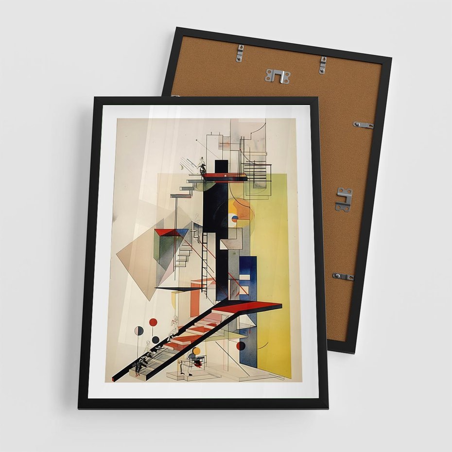 Plakat w ramie 50x70 - Kolorowe Wnętrza Inspiracji - abstrakcyjny obraz, jak kandinsky - rama czarna