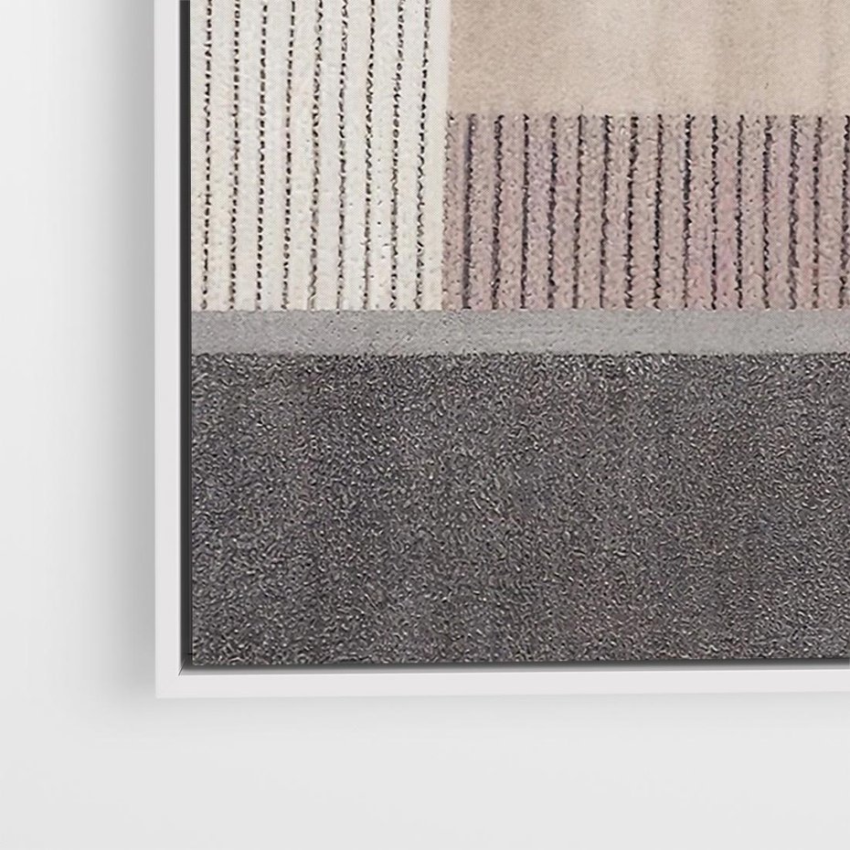 Obraz w ramie 70x50 - Harmonia skradzionych odcieni - symetryczne, geometryczne pasy - rama biała