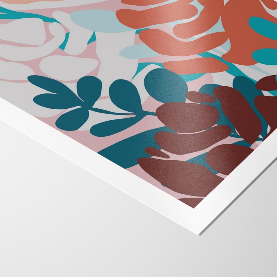 Plakat bez ramy 40x50 - Impresje Kształtów - abstrakcyjna kompozycja kwiatowych form, kolor zgaszone