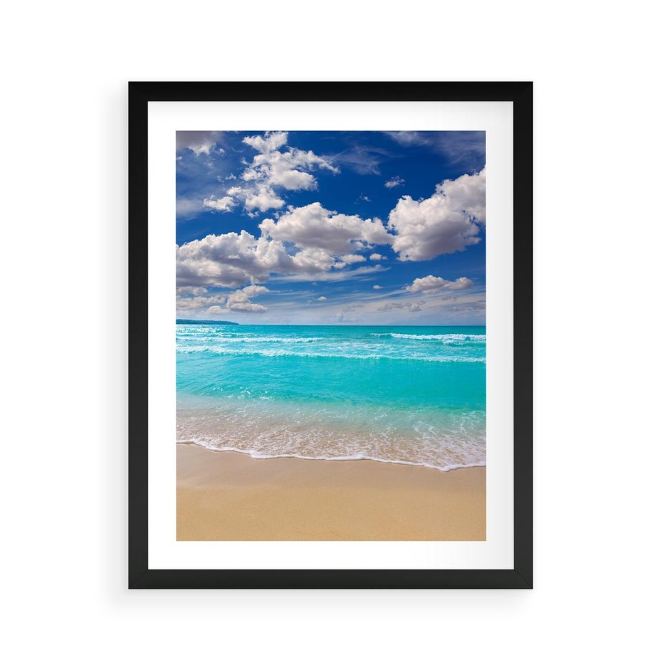 Plakat w ramie 40x50 - Idylliczna plaża nad morzem - plaża, morze - rama czarna