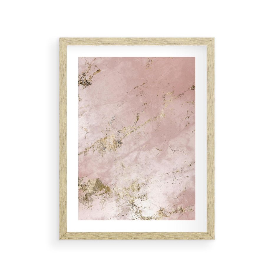 Plakat w ramie 30x40 - Piękno w Szczegółach - marmur, złoto - rama drewno