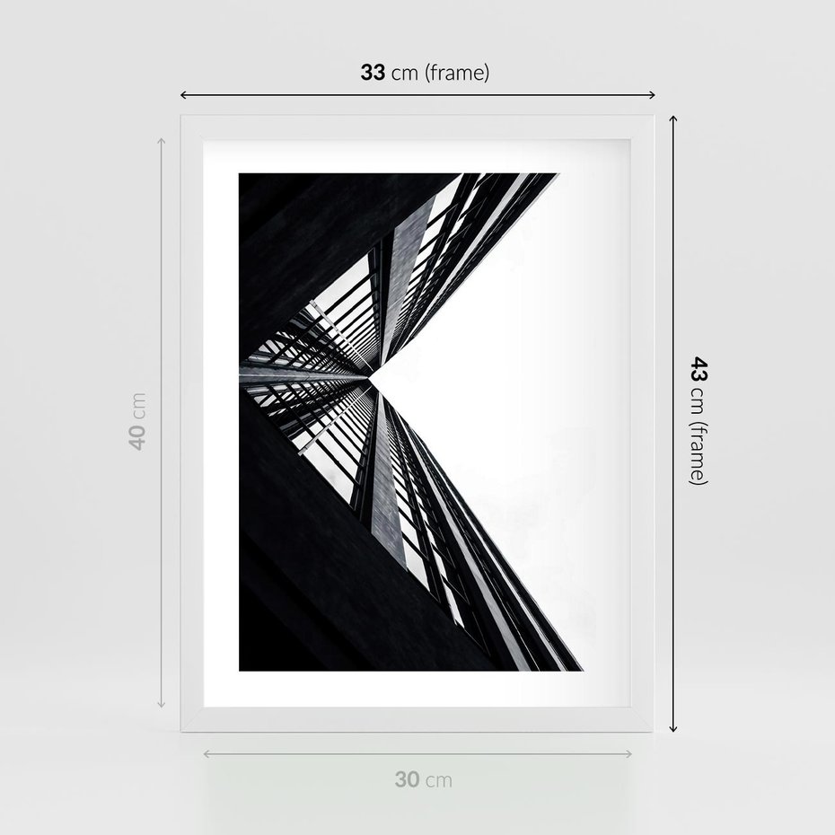 Plakat w ramie 30x40 - Nowoczesność w Linii - architektura, proste linie - rama biała