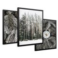 Zestaw obrazy w ramie 50x70 galeria - Las, zima, kawa - rama czarna