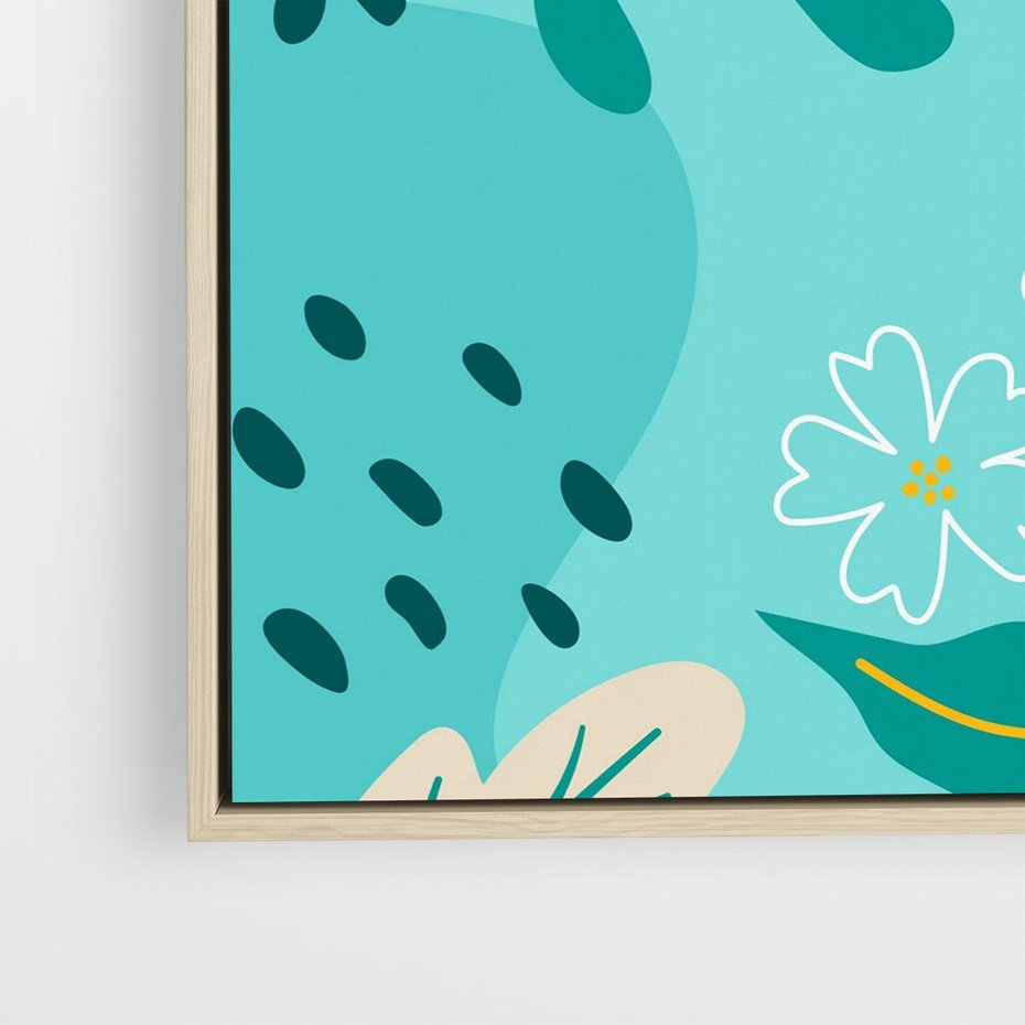 Obraz w ramie 80x80 - Rozkwitające Widoki - pastelowa kompozycja, kwiaty - rama drewno