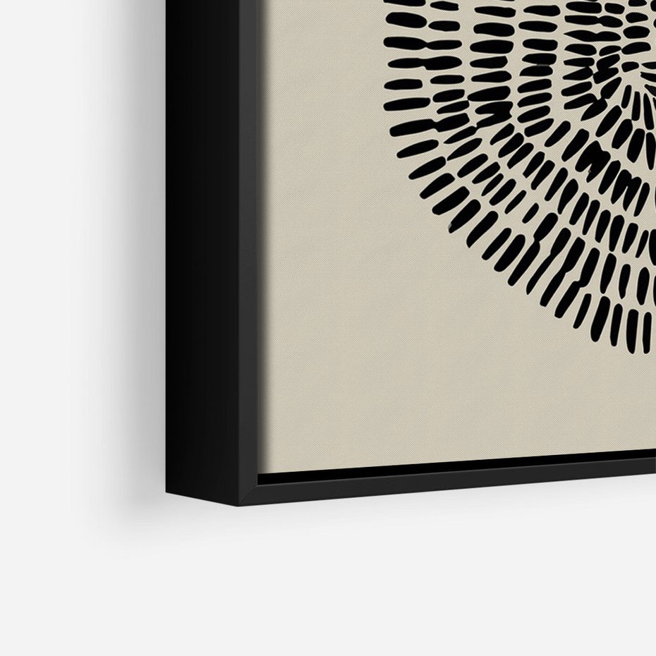 Obraz w ramie 50x70 - Nowoczesne Odbicia Wnętrza - boho plakat, czarne kropki kreski - rama czarna