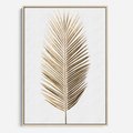 Obraz w ramie 50x70 - Złoty blask palmowego liścia - złota, palma - rama drewno