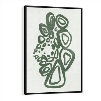 Obraz w ramie 50x70 - Migotliwe Widzenia Zieleni - zielona abstrakcja, zgaszona zieleń - rama czarna