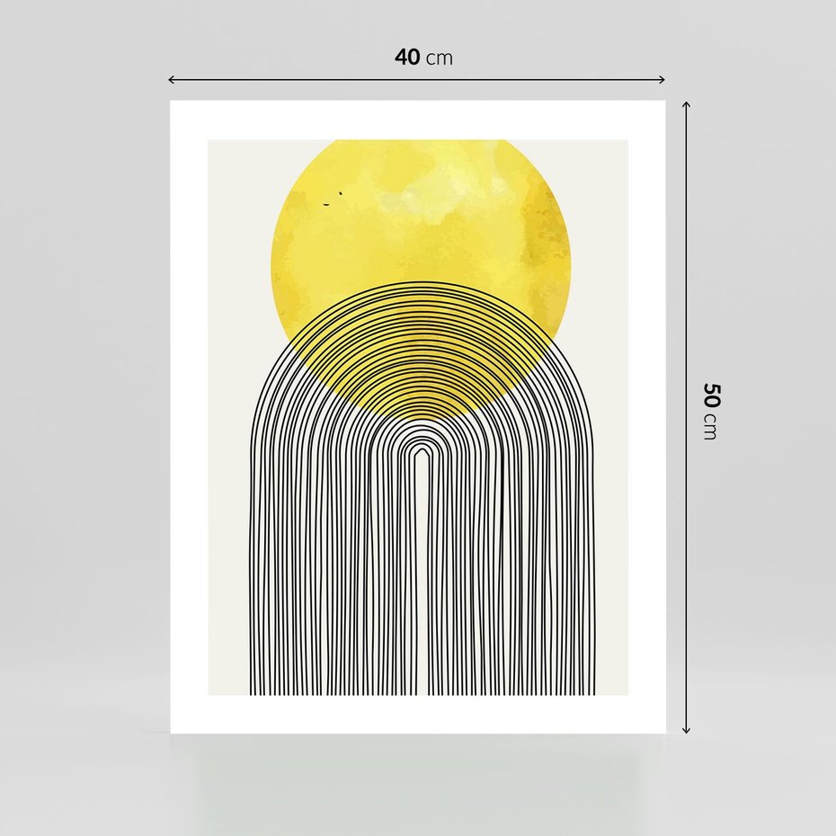 Plakat bez ramy 40x50 - Słoneczne Odbicia - geometria, żółte koło