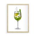 Plakat w ramie 50x70 - Limonkowy drink w letnim stylu - drink, limonka - rama drewno