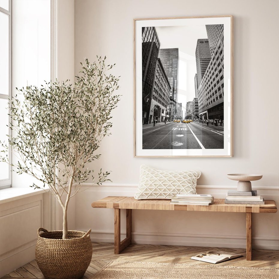 Plakat w ramie 50x70 - Ulica Nowego Jorku - ulica, Nowy Jork - rama drewno