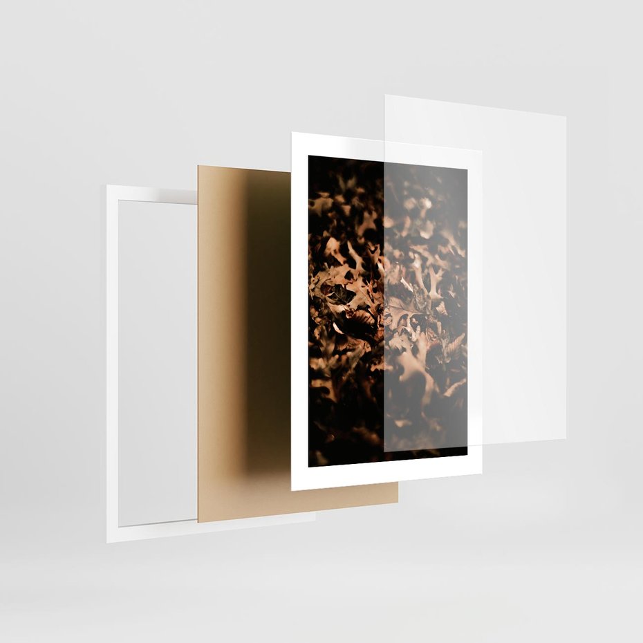 Plakat w ramie 30x40 - Jesienne Liście: Nostalgiczna Kolorystyka - suche liście, jesień - rama biała
