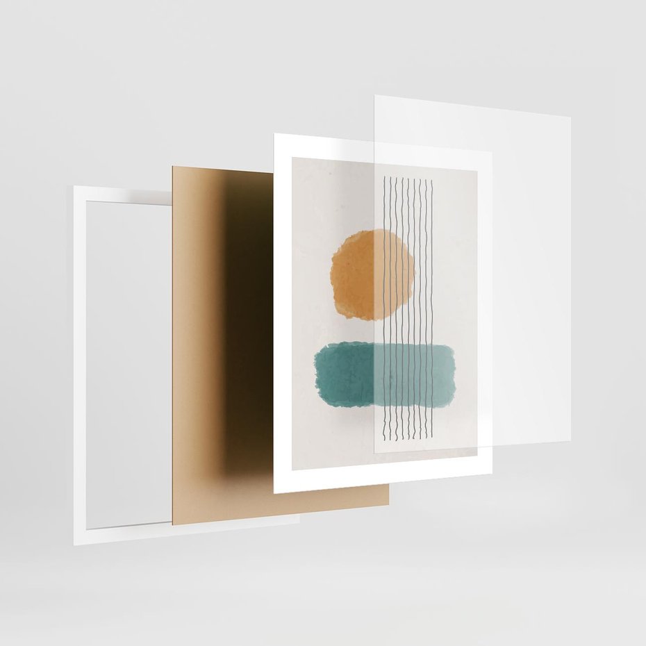 Plakat w ramie 40x50 - Wibracje Barw - abstrakcyjne akwarelowe plamy, nieregularne kreski - rama biała