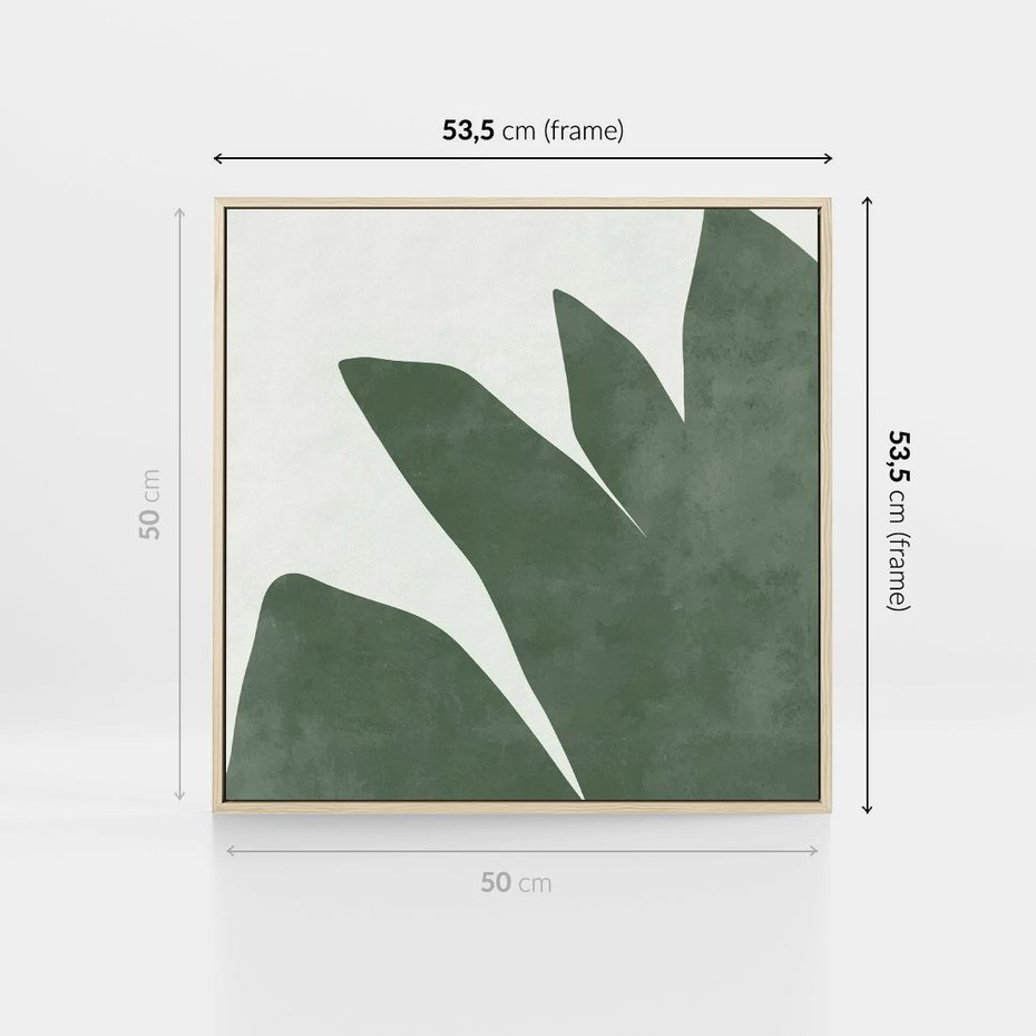 Obraz w ramie 50x50 - Oaza Harmonii - abstrakcyjny kształt, zielony plakat - rama drewno