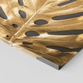 Obraz na płótnie 120x80 - Złoty Liść Monstera - złoty, liść