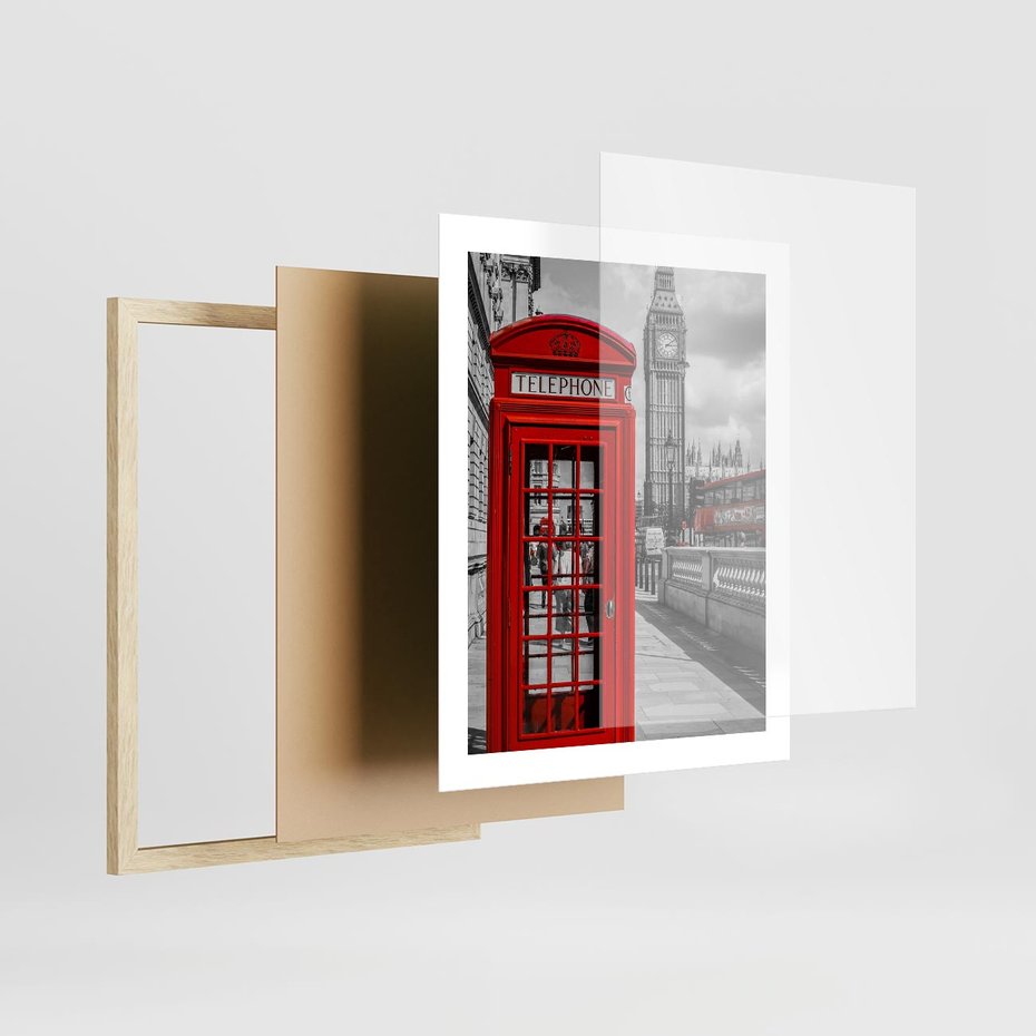 Plakat w ramie 40x50 - Budka w Londynie - Londyn, budka - rama drewno