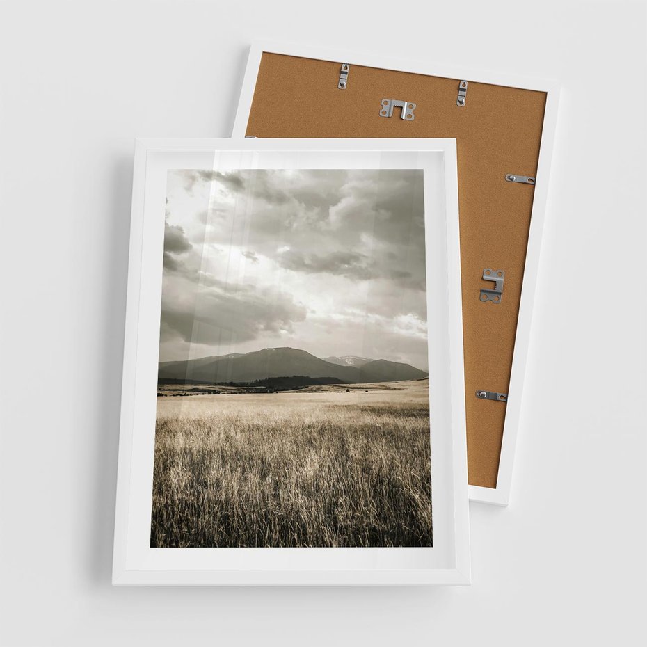 Plakat w ramie 50x70 - Nostalgiczny Krajobraz - pole, krajobraz - rama biała