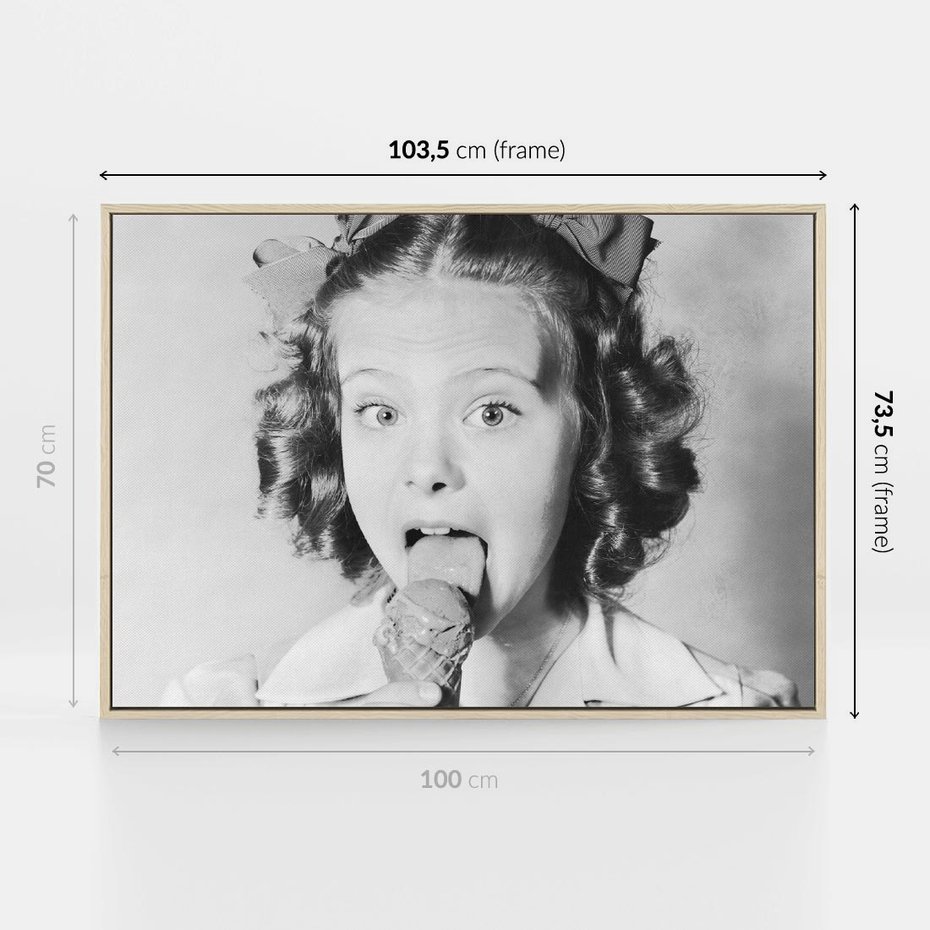 Obraz w ramie 100x70 - Pyszny Deser - retro zdjęcie, czarno białe - rama drewno
