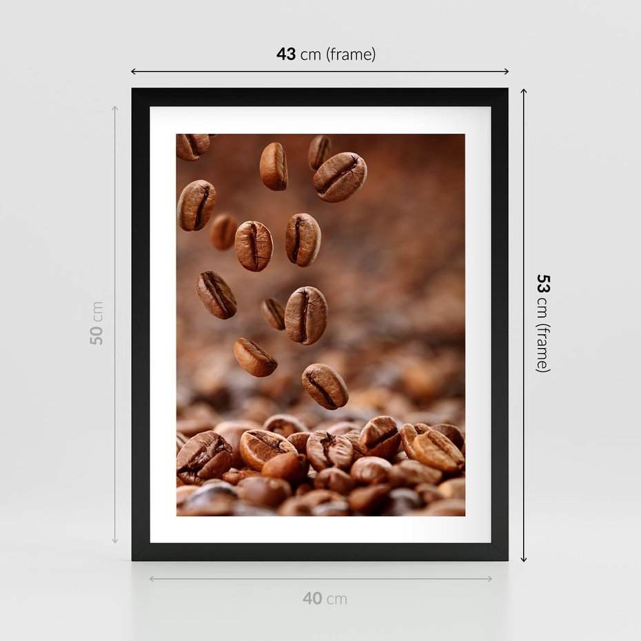 Plakat w ramie 40x50 - Kawiarniana atmosfera kawy - kawa, kawiarnia - rama czarna