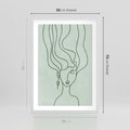 Plakat w ramie 50x70 - Spokojne Objęcia Natury - abstrakcja, zielony szkic - rama biała