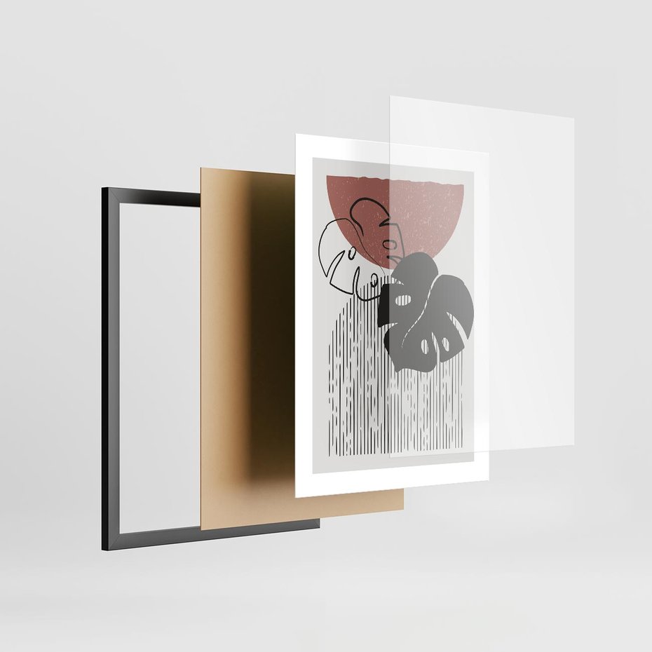 Plakat w ramie 30x40 - Nowoczesna Monstera: Szkic w Grafice - nowoczesna grafika, monstera - rama czarna