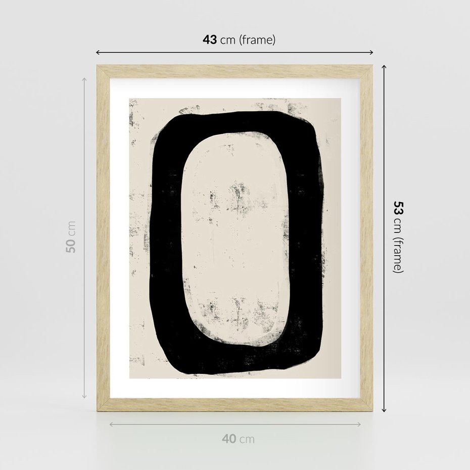 Plakat w ramie 40x50 - Wnętrza Kształtów - abstrakcja, minimalizm - rama drewno