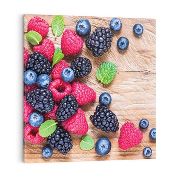 Obraz na płótnie 30x30 - Smak malin i borówek - owoce, leśne