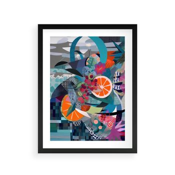 Plakat w ramie 50x70 - Migocące Widoki Harmonii - abstrakcyjny obraz, jak picasso - rama czarna