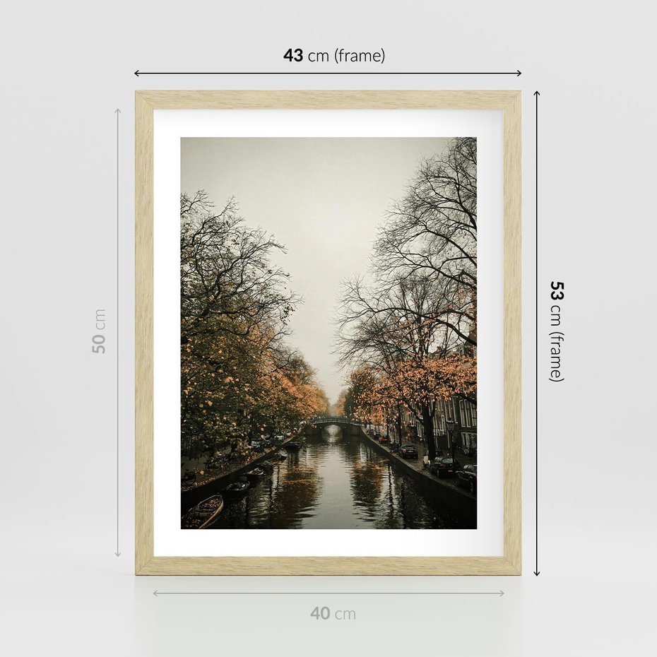 Plakat w ramie 40x50 - Jesienne Spacerki po Holenderskich Kanałach - kanały, Holandia - rama drewno