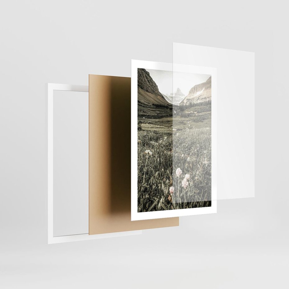 Plakat w ramie 50x70 - Nostalgiczne Góry - górski krajobraz, łaka w górach - rama biała