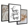 Zestaw obrazy w ramie 40x50 galeria - Dom, home, cytat, napis, typografia - rama czarna