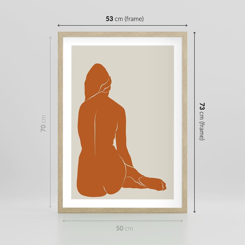Plakat w ramie 50x70 - Kobieca Sylwetka w Stylu Modernistycznym - modernistyczny pakat, kobieca sylwetka - rama drewno