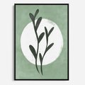 Obraz w ramie 50x70 - Kształty Zielonego Ukojenia - zielony plakat, roślinne motywy - rama czarna