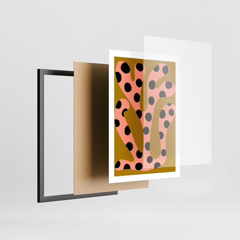 Plakat w ramie 50x70 - Rozkwitająca Wolność Boho - abstrakcyjne boho kształty, dziwne - rama czarna