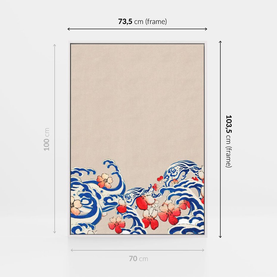 Obraz w ramie 70x100 - Japońska Harmonia: Falujące Kwiaty - japonia, orientalne kwiaty wiśni - rama biała