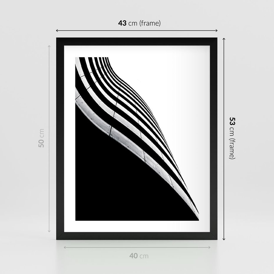 Plakat w ramie 40x50 - Architektoniczna Fala - architektura, falowany budynek - rama czarna