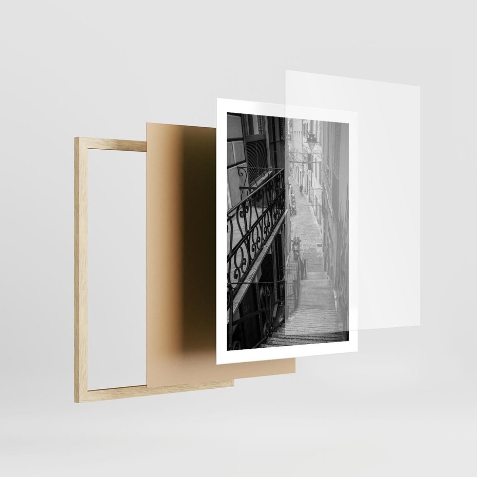 Plakat w ramie 50x70 - Magiczne spacery - uliczka, perspektywa - rama drewno