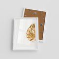 Plakat w ramie 30x40 - Przyjemność dla Oczu - złote, liście - rama biała