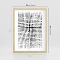 Plakat w ramie 30x40 - Refleksje Monochromatycznych Widoków - abstrakcyjna kompozycja z czarnych kropek, minimalistyczny czarno bialy plakat - rama drewno