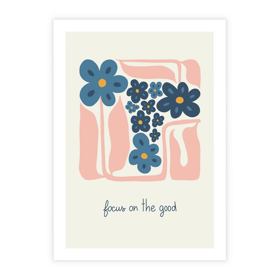 Plakat bez ramy 21x30 - Linie kwiatowych marzeń - minimalistyczna kwiatowa kompozycja, pastelowe kolory