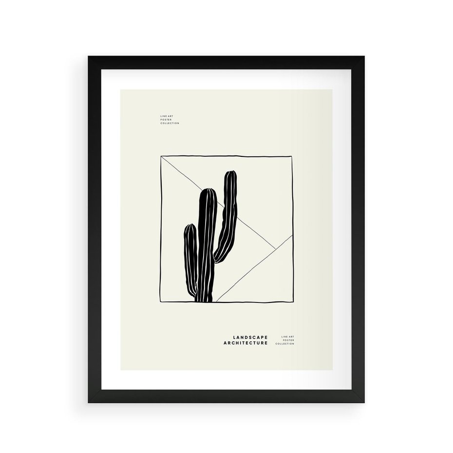 Plakat w ramie 40x50 - Zaklęta roślinna ekspresja - nowoczesna sztuka, minimalistyczny styl - rama czarna