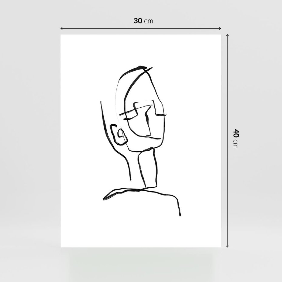 Plakat bez ramy 30x40 - Migotliwe Widzenia - szkic twarzy, minimalistyczny niewyraźny