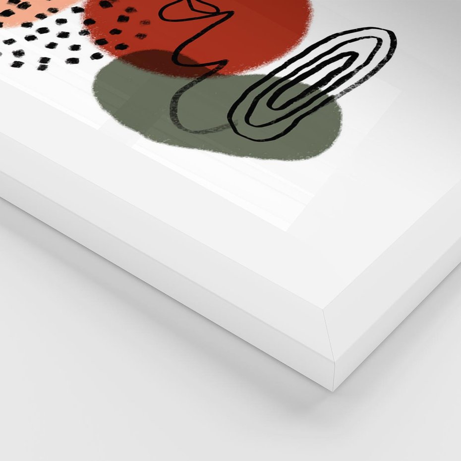 Plakat w ramie 30x40 - Boho w Brązie - abstrakcyjna sztuka, boho kształty - rama biała