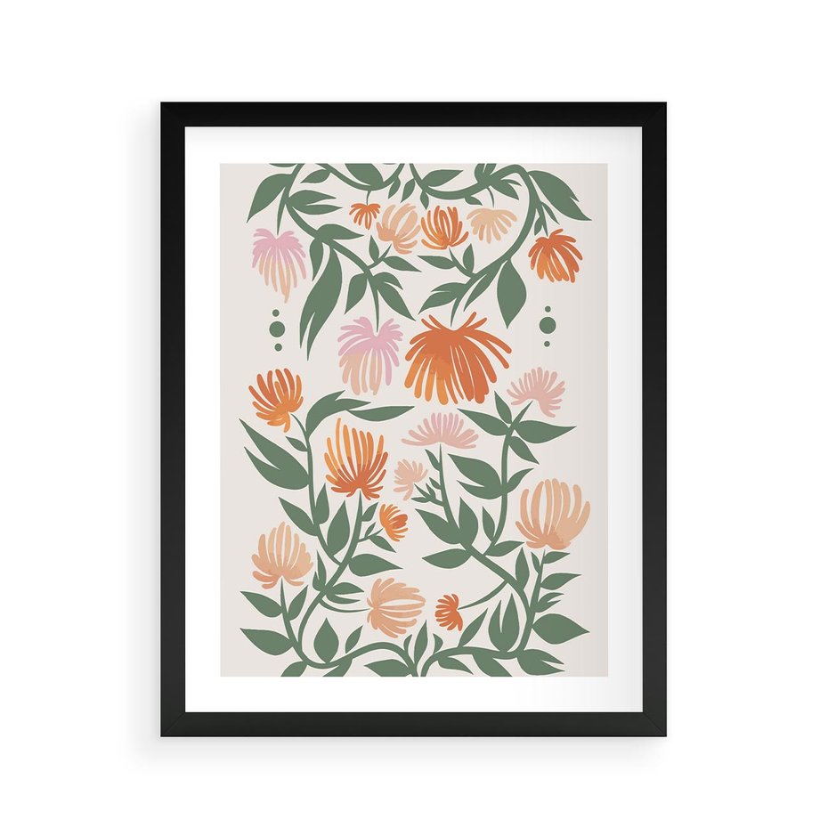 Plakat w ramie 40x50 - Kwiatowe Odbicia - kwiaty polne, plakat - rama czarna